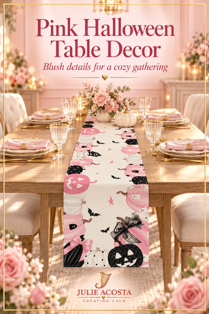 elegant pink halloween table